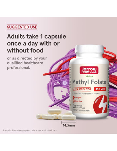 Suplemento Dietético Jarrow Folato Metílico 400 mcg 60 Cápsulas