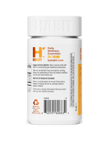 Suplemento Metabolismo Habit 60 Cápsulas Veganas B12 Selenio Cromo