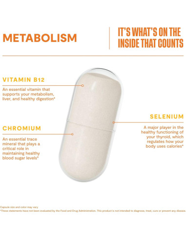 Suplemento Metabolismo Habit 60 Cápsulas Veganas B12 Selenio Cromo