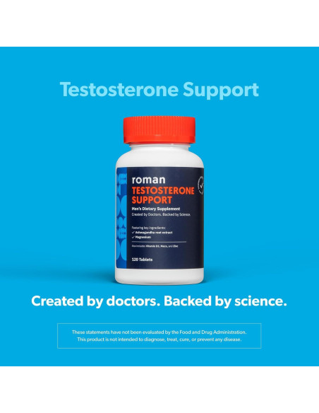 Suplemento de Testosterona ROMAN con Ashwagandha 120 Tabletas