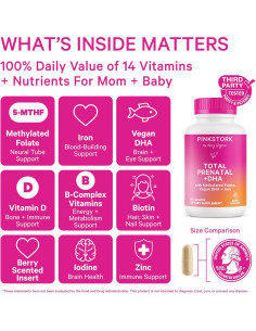 Vitaminas Prenatales Pink Stork con DHA y Folato - 60 Cápsulas 2