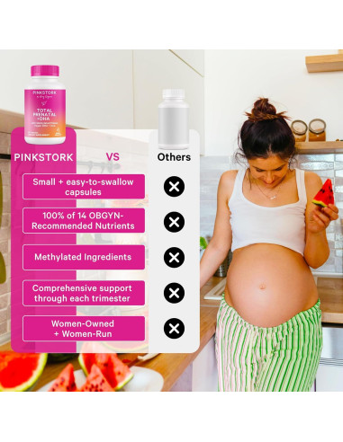 Vitaminas Prenatales Pink Stork con DHA y Folato - 60 Cápsulas