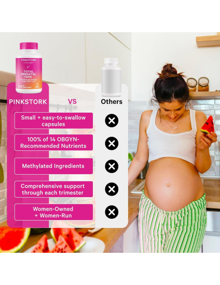 Vitaminas Prenatales Pink Stork con DHA y Folato - 60 Cápsulas