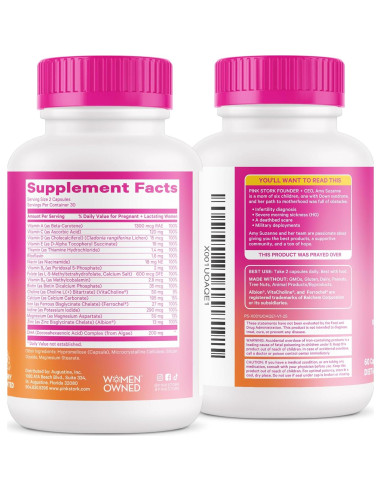 Vitaminas Prenatales Pink Stork con DHA y Folato - 60 Cápsulas