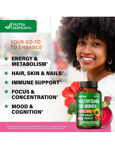 Multivitamina Vegana para Mujeres Nutra Harmony 47 en 1 - 90 Cápsulas