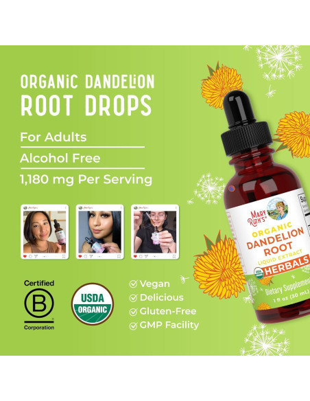 Extracto Líquido de Raíz de Diente de León MaryRuth's 30 Porciones