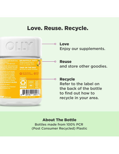 Suplemento Gummy Probiotico OLLY Mango 50 Gomitas 1 Mil Millón CFUs