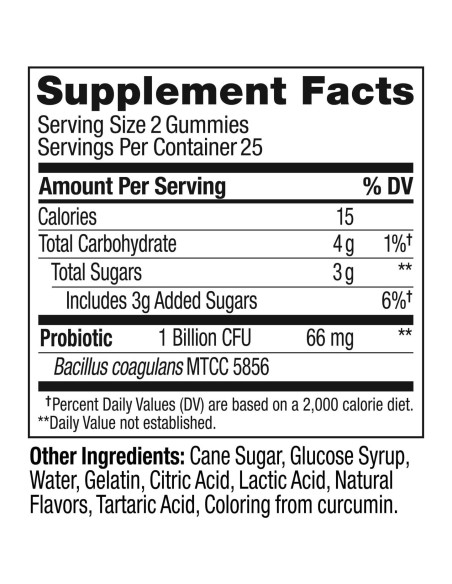 Suplemento Gummy Probiotico OLLY Mango 50 Gomitas 1 Mil Millón CFUs
