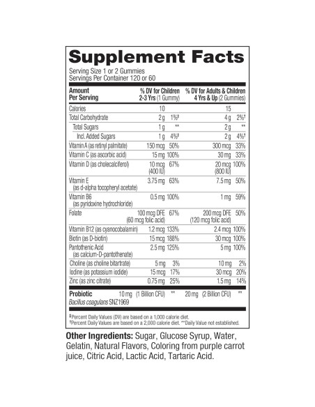 Gomas Multivitaminas y Probioticos OLLY Kids 120 Conteo