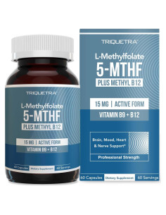 L-Metilfolato 15mg + Metil B12 - 60 Cápsulas - Triquetra Health