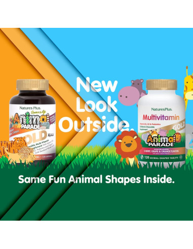Multivitamina Infantil Natures Plus Animal Parade Gold 120 Tabletas Masticables