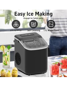 Fabricador de Hielo IcyByte Z6Y1, 9 Cubos en 6 Min, 12kg/24Hrs 2