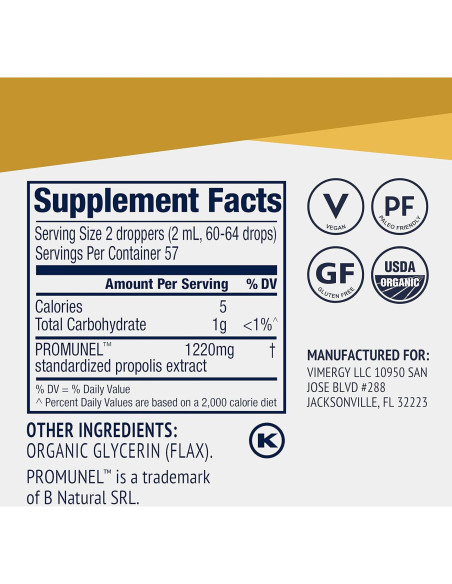 Vimergy PropolisPure 115 mL - Suplemento Orgánico Inmunidad