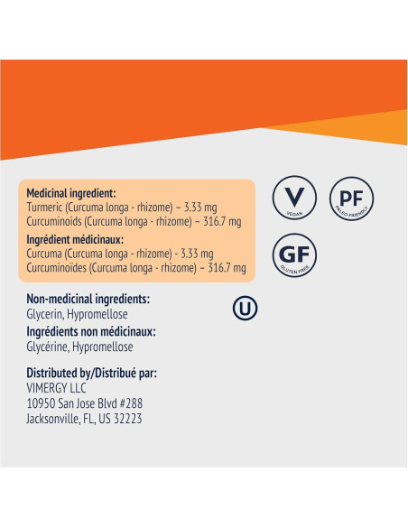 Cápsulas de Curcumina Vimergy 270 ct - Salud Ósea y Cerebral