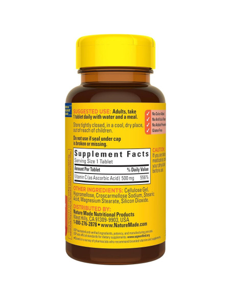 Nature Made Vitamina C 500 mg - Suplemento Inmunológico 100 Tabletas