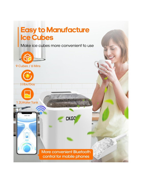 Fabricador de Hielo JOYPLANET 33 kg/día 9 Cubos en 6 Min