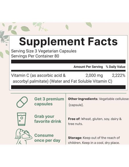 Vitamina C Pura 2000mg Micro Ingredients 240 Cápsulas Vegetales Vitamina C Pura 2000mg Micro Ingredients 240 Cápsulas Vegetales