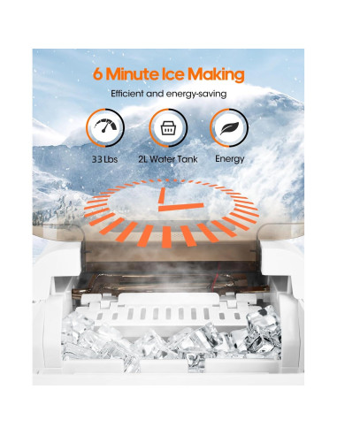 Fabricador de Hielo JOYPLANET 33 kg/día 9 Cubos en 6 Min