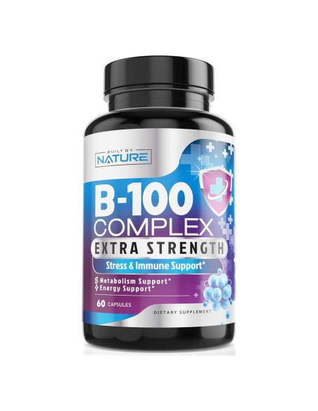 Complejo de Vitamina B B-100 Built by Nature 60 Cápsulas Veganas