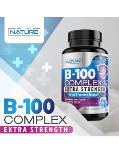 Complejo de Vitamina B B-100 Built by Nature 60 Cápsulas Veganas 2