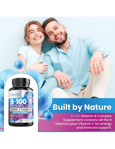 Complejo de Vitamina B B-100 Built by Nature 60 Cápsulas Veganas