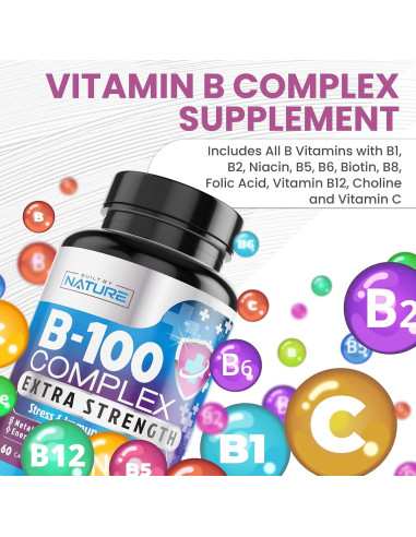 Complejo de Vitamina B B-100 Built by Nature 60 Cápsulas Veganas