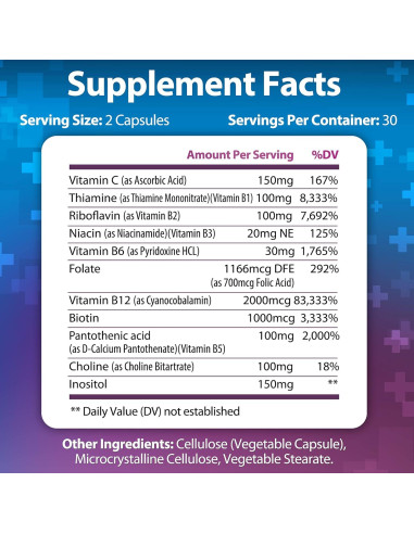 Complejo de Vitamina B B-100 Built by Nature 60 Cápsulas Veganas