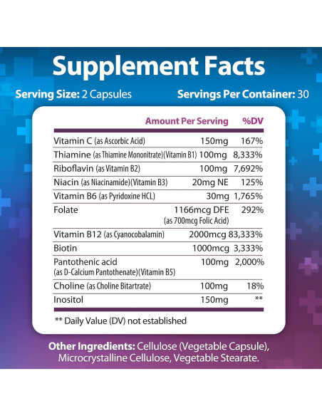 Complejo de Vitamina B B-100 Built by Nature 60 Cápsulas Veganas