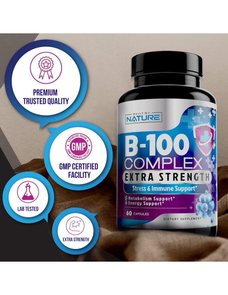 Complejo de Vitamina B B-100 Built by Nature 60 Cápsulas Veganas
