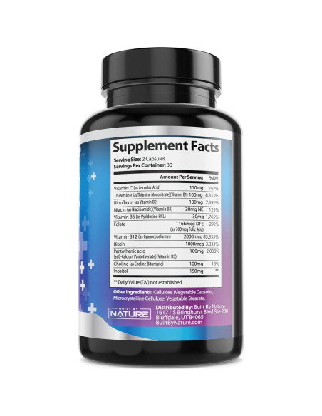 Complejo de Vitamina B B-100 Built by Nature 60 Cápsulas Veganas