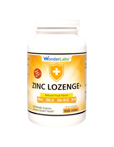 Pastillas de Zinc con Vitamina C Wonder Laboratories 100 Unidades