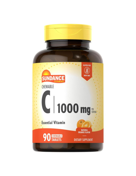 Vitamina C Masticable Sundance 1000mg 90 Tabletas Sabor Naranja