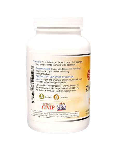 Pastillas de Zinc con Vitamina C Wonder Laboratories 100 Unidades