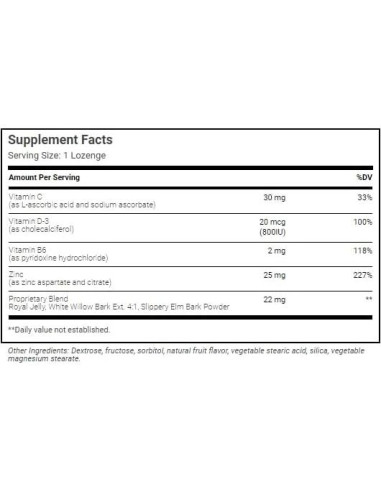 Pastillas de Zinc con Vitamina C Wonder Laboratories 100 Unidades