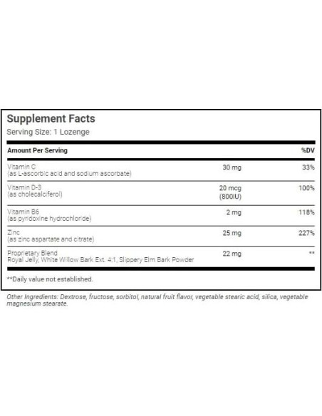 Pastillas de Zinc con Vitamina C Wonder Laboratories 100 Unidades