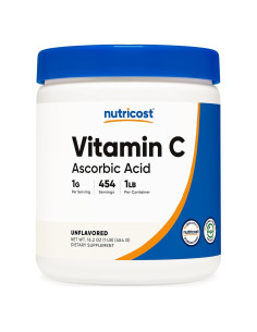 Polvo de Ácido Ascórbico Puro Nutricost 1LB Vitamina C