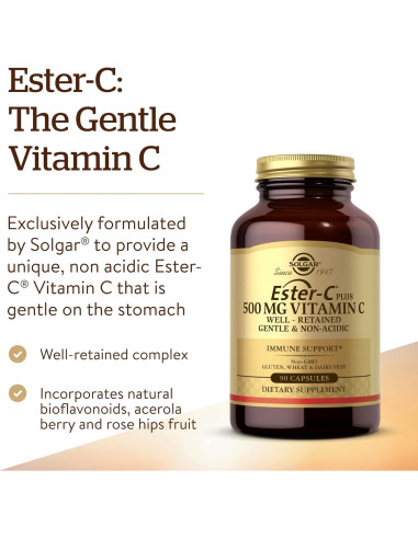 Solgar Ester-C Plus 500 mg Vitamina C Suave 90 Cápsulas