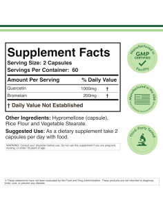 Quercetina con Bromelina 120 Cápsulas Double Wood 1200mg 2