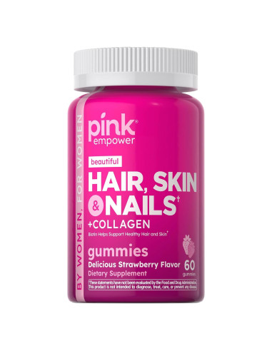 Gomitas PINK para Cabello, Piel y Uñas - 60 Unidades con Colágeno y Biotina