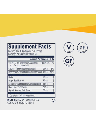 Vimergy Micro-C Vitamina C 1000mg - 69 Porciones Vegano