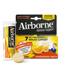 Tabletas Efervescentes Airborne Naranja 1000mg Vitamina C 10u