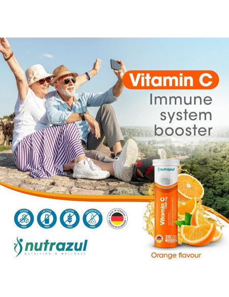 Tabletas Efervescentes Vitamina C 1000mg Nutrazul - Naranja 20 Unidades