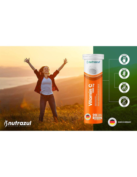 Tabletas Efervescentes Vitamina C 1000mg Nutrazul - Naranja 20 Unidades