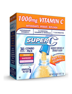 Super C Bebida en Polvo Variada 30 Paquetes - Naranja, Frambuesa, Limonada