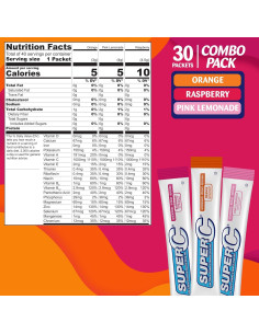 Super C Bebida en Polvo Variada 30 Paquetes - Naranja, Frambuesa, Limonada 2