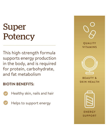 Biotina Solgar 5000 mcg - Suplemento para Cabello y Piel - 100 Porciones