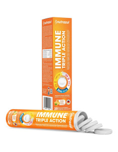 Tabletas Efervescentes Nutrazul Inmunidad Triple 1000mg C, 400UI D, 10mg Zinc - Naranja (5x20) 2