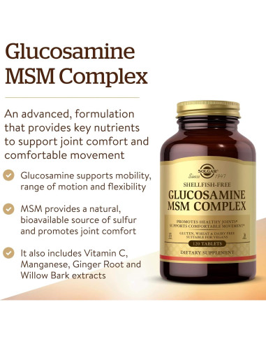 Solgar Glucosamina MSM 120 Tabletas - Articulaciones Saludables