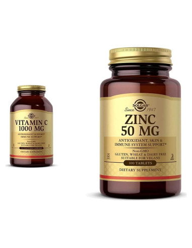Solgar Vitamina C 1000 mg 250 Cápsulas + Zinc 50 mg 100 Tabletas