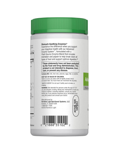 Suplemento Enzimático Avanzado Rainbow Light 180 Cápsulas